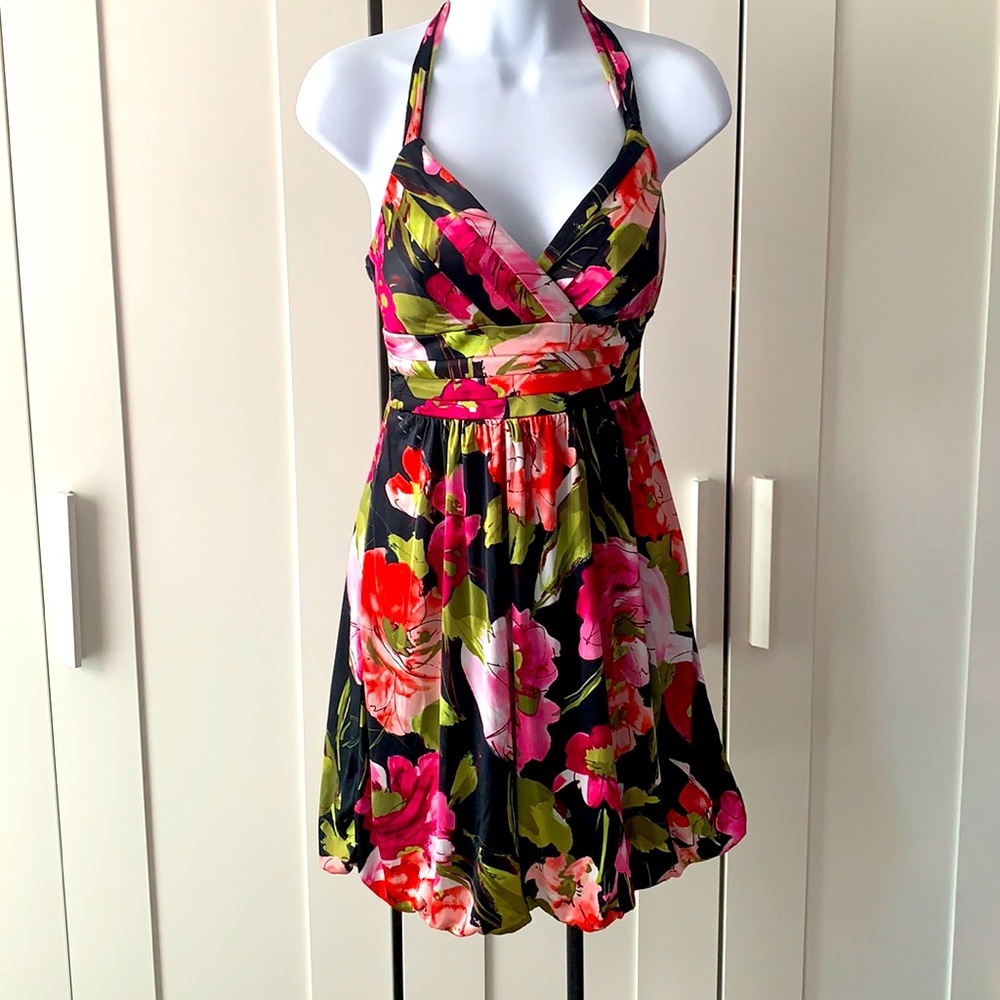 trixxi floral halter dress